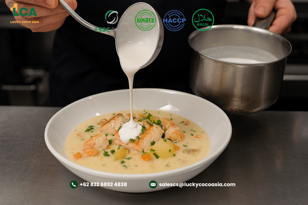 24% Fat Coconut Cream for Foodservice in Australia - Seafood Chowder with Coconut Cream