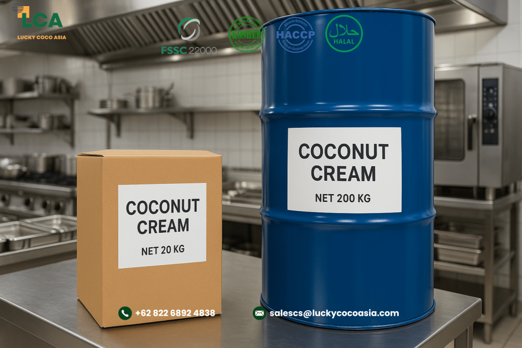 Coconut Cream Supplier for Europe – Bulk Packaging in Food Service Kitchen